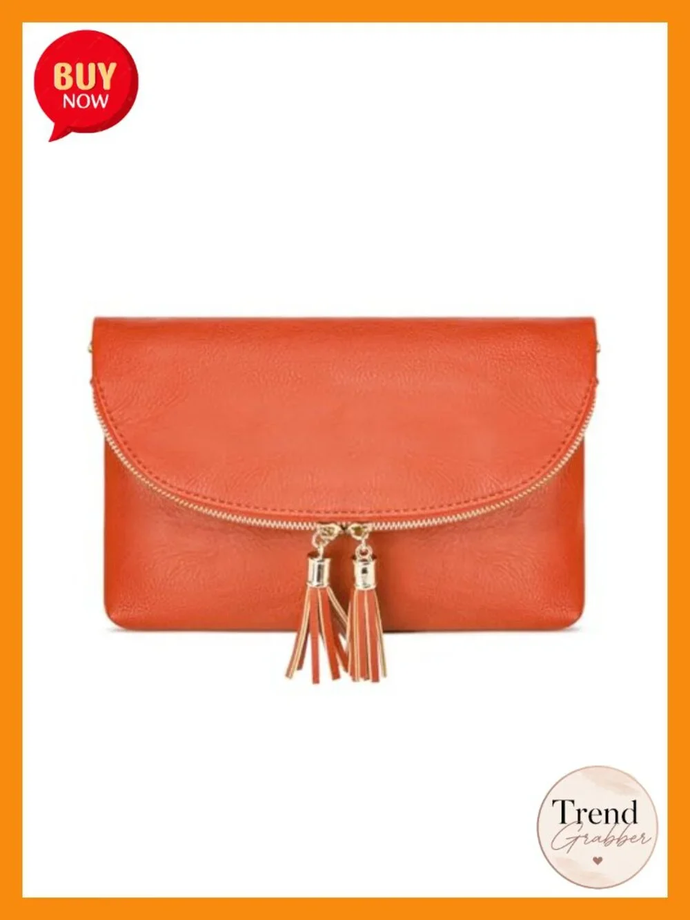 Faux Leather Envelope Clutch Purse with Card Slots, Crossbody Bag